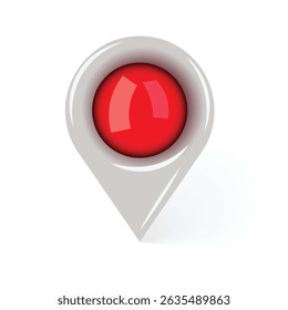 Red map pointer with blank center isolated on white background.