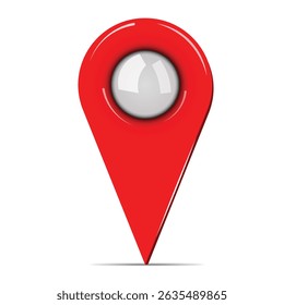 Red map pointer with blank center isolated on white background.