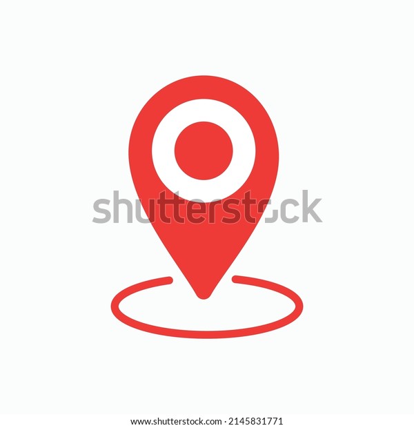 Red map\
pointer with dot in the middle isolated on white background,\
three-dimensional rendering, 3D\
illustration