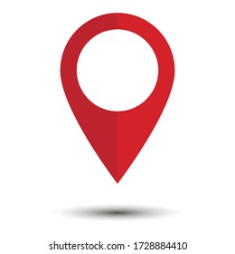 Red map pointer flat icon isolated on white background. Vector illustration. Eps 10.