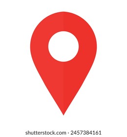 Red map pointer flat icon. Vector illustration