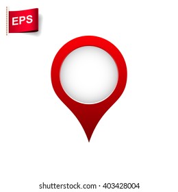 Red map pointer icon, GPS location symbol, navigations sign