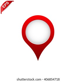 Red map pointer icon, GPS location symbol, navigations sign