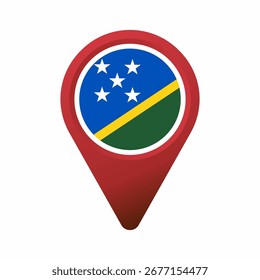 Ícone de ponteiro vermelho mostrando a ilustração plana da bandeira das Ilhas Salomão