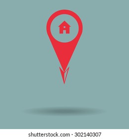 Red Map pointer with information icon 