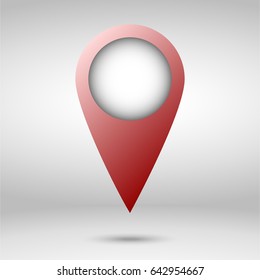 Red map pointer isolated on white background