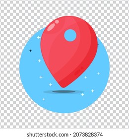 Red map pointer pin icon on blank background