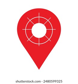 Red Map pointer, Radar flat icon, Vector red symbol, Pictogram is isolated on a white background. Placeholder flat style illustration for web design