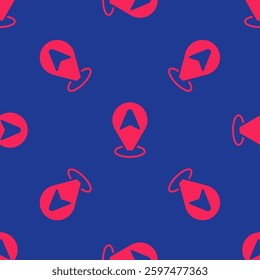 Red Map pointer with taxi car icon isolated seamless pattern on blue background. Location symbol.  Vector - Powered by Shutterstock - Get 15% off with code: PIKWIZARD15