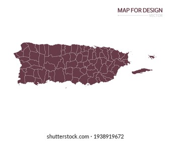Red map of Puerto Rico vector. isolated on white background.
