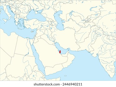 Red map of QATAR inside white map of the Middle East