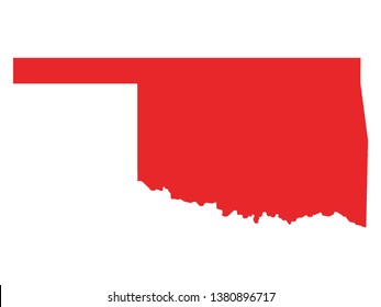 Red Map of US Federal State of Oklahoma