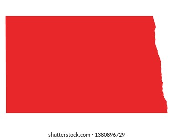 Red Map of US Federal State of North Dakota