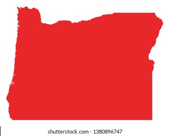 Red Map of US Federal State of Oregon