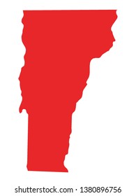 Red Map of US Federal State of Vermont