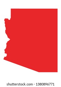 Red Map of US Federal State of Arizona