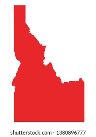 Red Map of US Federal State of Idaho