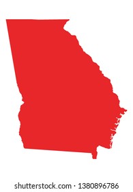 Red Map of US Federal State of Georgia