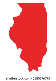 Red Map of US Federal State of Illinois