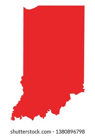 Red Map of US Federal State of Indiana