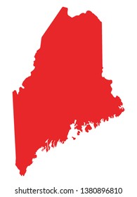 Red Map of US Federal State of Maine