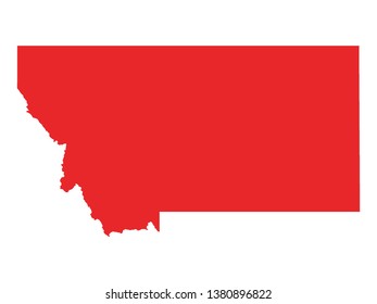 Red Map of US Federal State of Montana