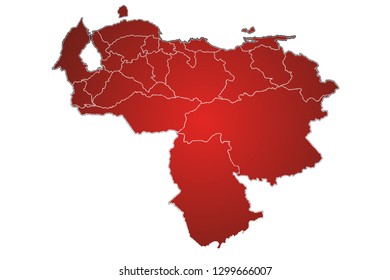 Red map of Venezuela.