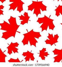 Red maple canada seamless pattern. Vector Illustration EPS10