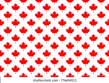 Red maple canada seamless pattern. Vector and Illustration.