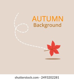 Red maple falling to ground. Autumn Leaf background. Vector illustration.
