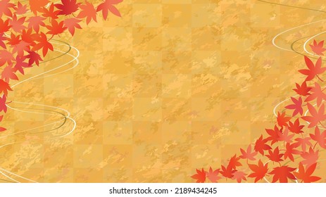 red maple and golden background frame illustration