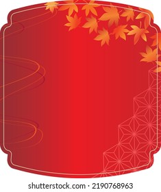 Red maple and Japanese pattern decoration material illustration