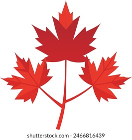 Ramas de hoja de arce rojo ilustración diseño plano de Vector