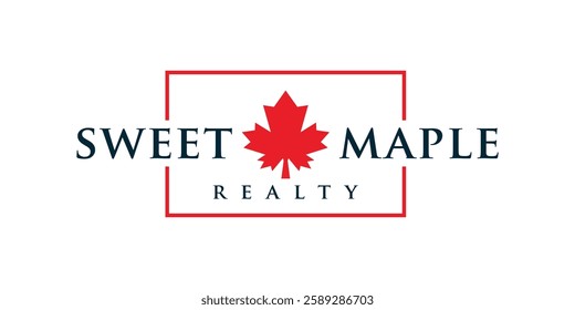Red maple leaf, Canada symbol. Maple leaf logo template vector icon.