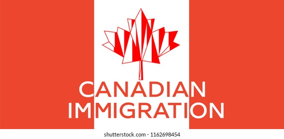 Red maple leaf Canadian symbol. Canada immigration flag. Concept of Canada Citizenship migration programs, lawyer Visa Services, Express Entry or Experience Class Provincial Immigration