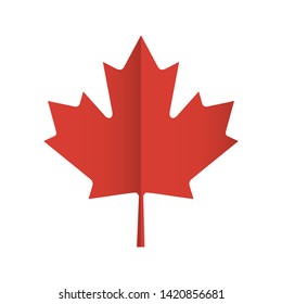 Red Maple Leaf Canadian Symbol. Vector Icon