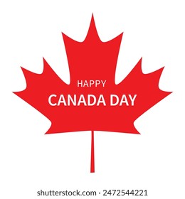 Hoja de arce rojo. Símbolo canadiense. Feliz Día de Canadá.  Ilustración vectorial. Fondo blanco aislado. 