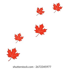 Red maple leaf clip art illustration on white background.