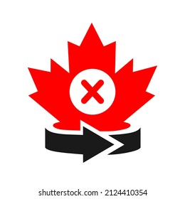 Red Maple Leaf with Cross Mark Logo. Canadian Cross Mark Logo Template