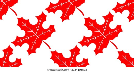 Rotes Ahornblatt, das Emblem Kanadas, Vektor nahtloses Muster im Stil der Doodles, handgezeichnet