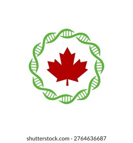 Red maple leaf in green DNA circle