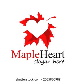 red maple leaf with heart