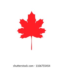 Red maple leaf icon vector.