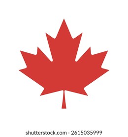 Red Maple Leaf Icon Vector Representing Canadian Identity, Nature, and Autumn for Digital Artwork Editable Illustration Isolated on a White Background