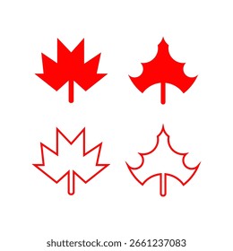 Red Maple Leaf icons  Minimalist Vector Icons for Branding