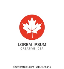 Red Maple leaf logo illustration.