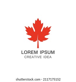 Red Maple leaf logo illustration.