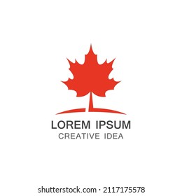 Red Maple leaf logo illustration.