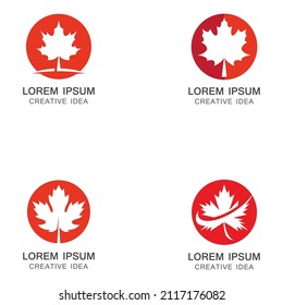 Red Maple leaf logo illustration.