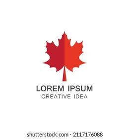 Red Maple leaf logo illustration.